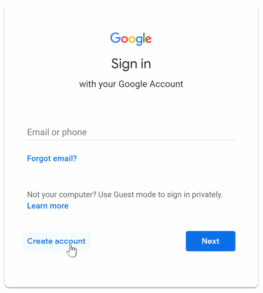 klik untuk buat akun gmail baru